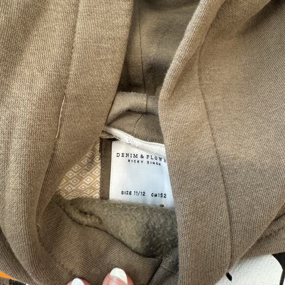 Vintage Y2K Urban Trip Graffiti Denim & Flower Tan Oversize Grunge Youth 11/12 - Picture 3 of 5